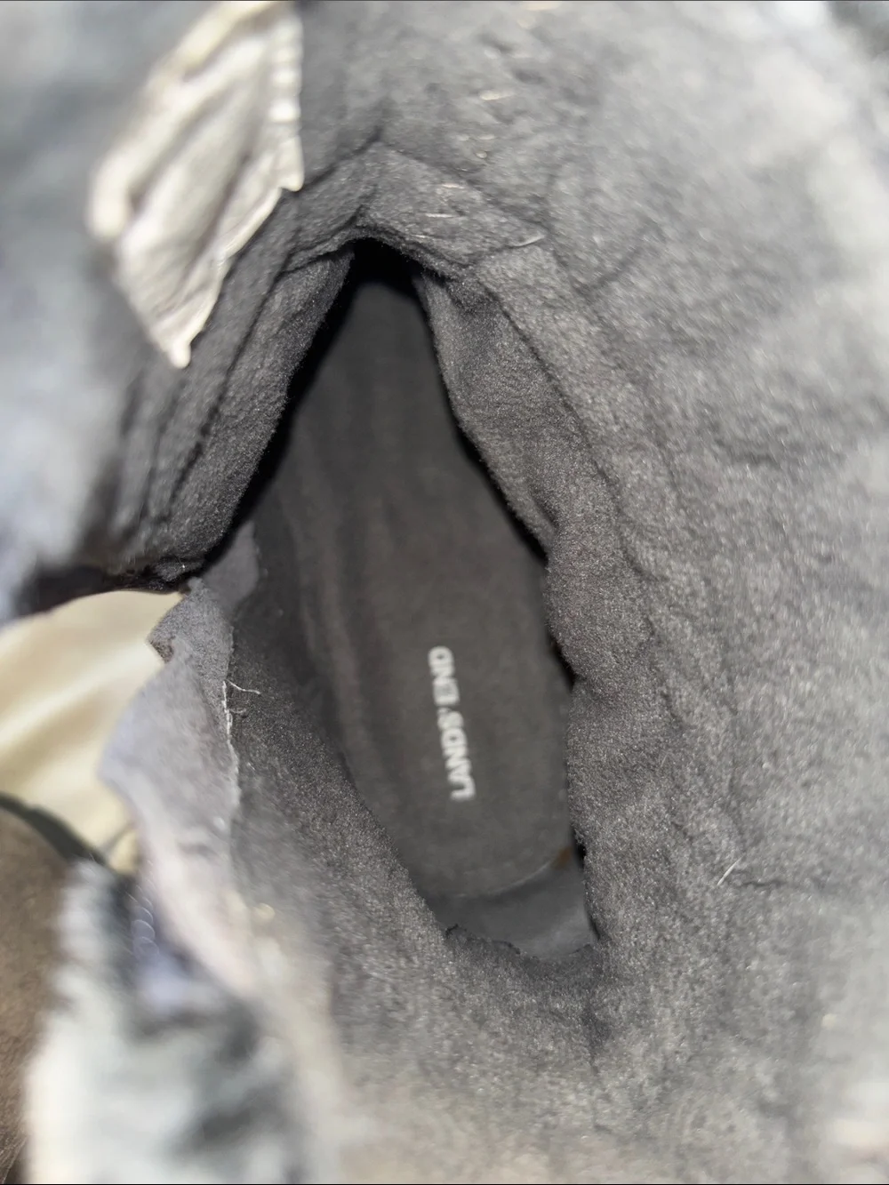 Lands' End Women's Gray Suede Faux-Fur Cuff Ankle Snow Boots